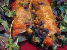 Thumbnail image for Black Bean and Avocado Enchiladas with Tomato Coconut Curry Sauce